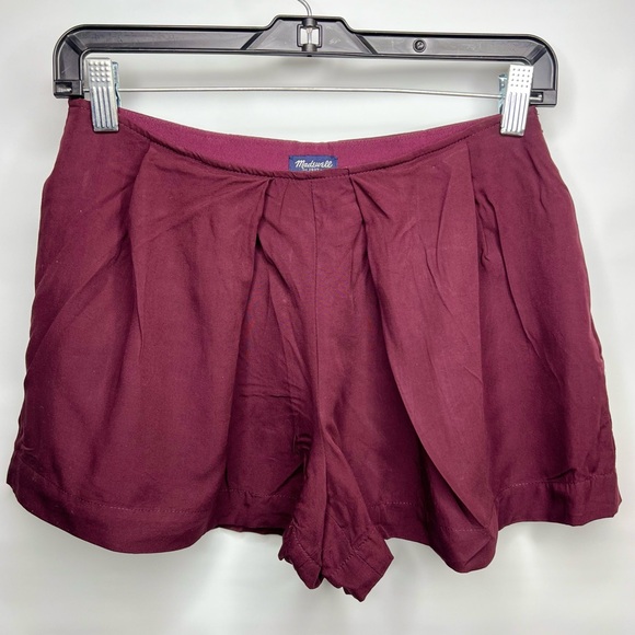Madewell Womens Pleated High Rise Side Zip Shorts-Burgundy Sz 0 XLNT Condition - Picture 1 of 6